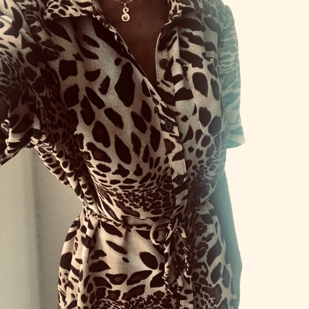 Vintage Leopard Button up Dress